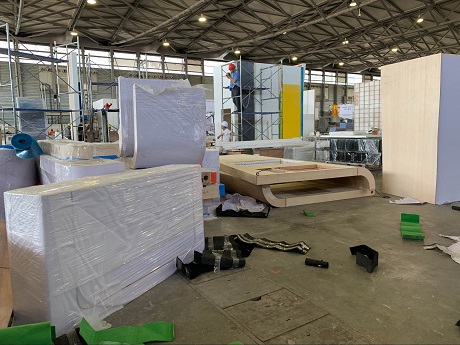 上海橡膠展搭建進館中